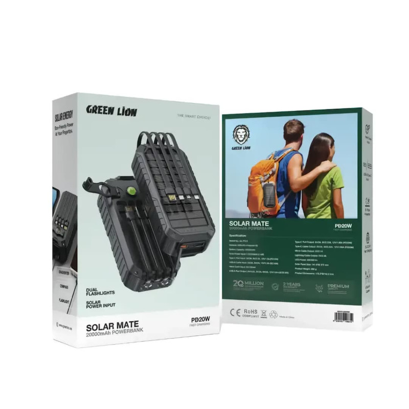 پاوربانک 22.5 وات گرین لاین مدل SOLAR MATE ظرفیت 20000 میلیآمپرساعت
