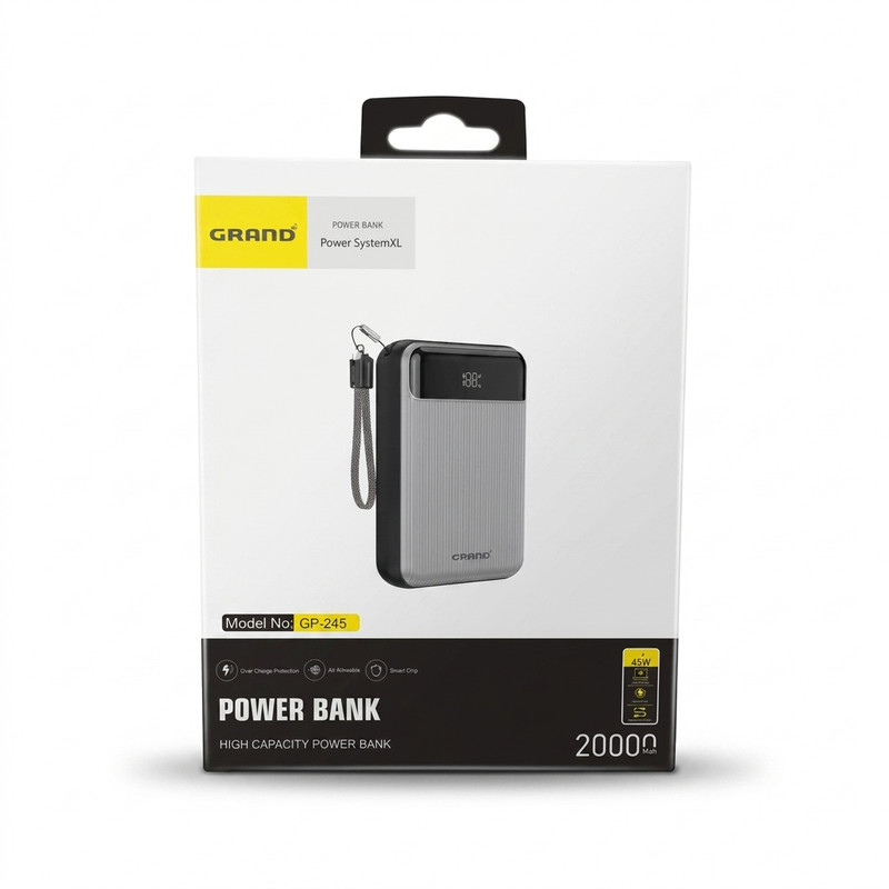 پاوربانک 45 وات گرند اسکای مدل GP-245 ظرفیت 20000 میلیآمپرساعت