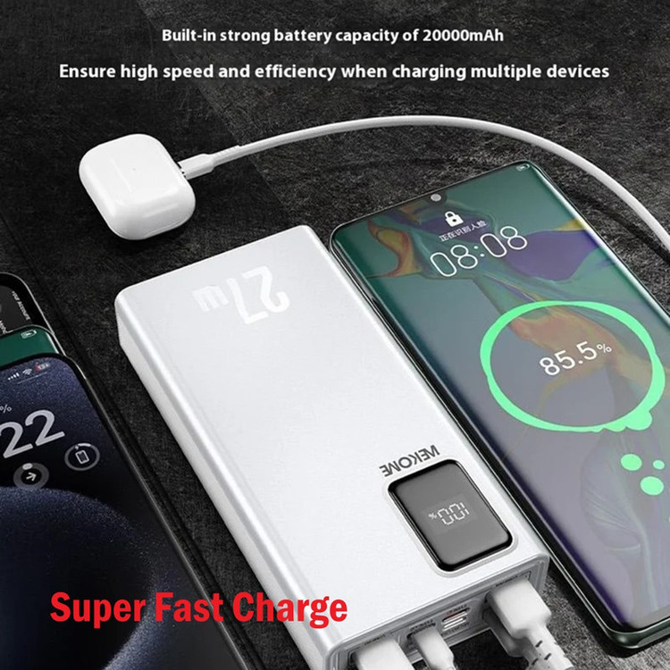 پاوربانک ویکام مدل WP-93 27W Super fast ظرفیت 20000 میلی آمپر ساعت