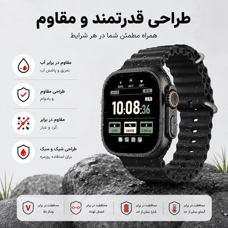 ساعت هوشمند ۴۹ میلی متری لیواکس مدل H13 با بند پارچه ای