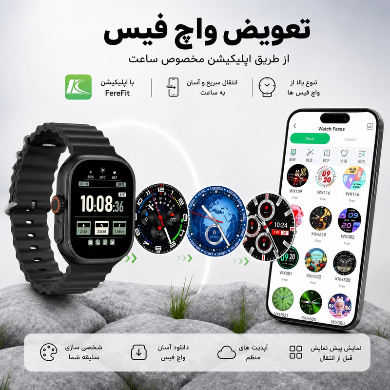 ساعت هوشمند ۴۹ میلی متری لیواکس مدل H13 با بند پارچه ای
