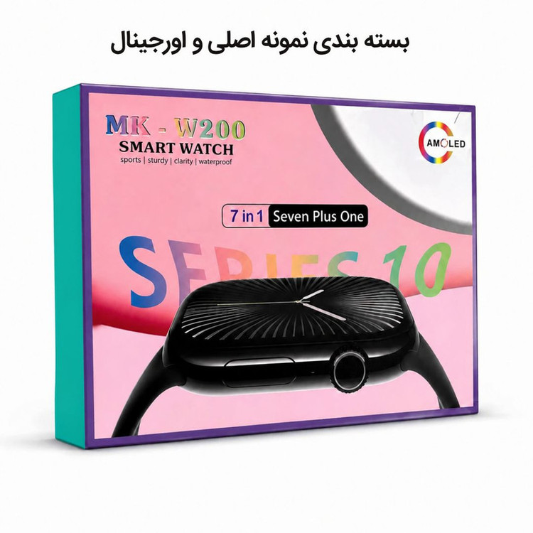ساعت هوشمند 46 میلیمتری ام کی مدل W200 با بند سیلیکونی
