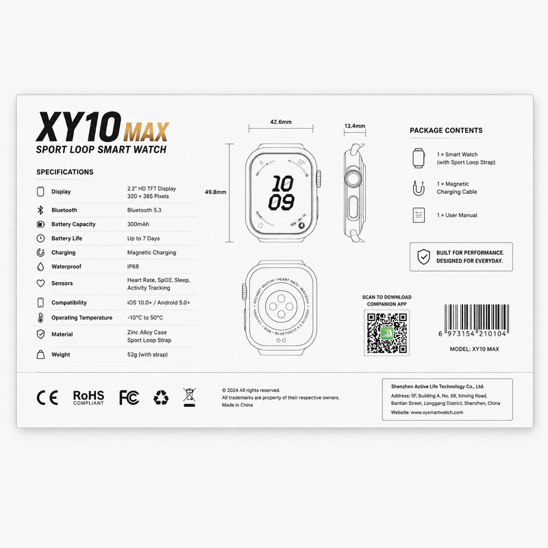 ساعت هوشمند 49 میلی متری مدل XY 10 MAX با بند پارچه ای