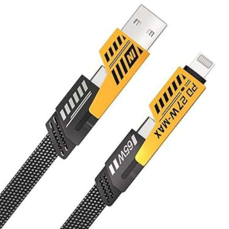 کابل تبدیل USB/USB-C به لایتنینگ/USB-C اچ تی ام مدل 4in1 طول 1.2 متر
