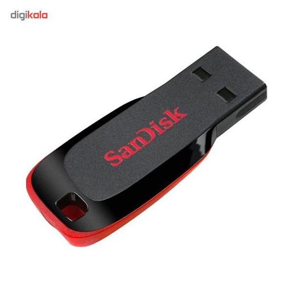 فلش مموری 64 گیگابایت سن دیسک مدل Cruzer Blade CZ50 با رابط USB 2.0، بدنه مات مقاوم در برابر اثر انگشت، قابلیت رمزگذاری نرمافزاری و شیار اتصال بند