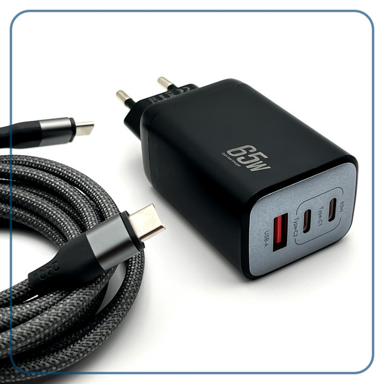 شارژر دیواری 65 وات وونک مدل PD-65W به همراه کابل USB-C
