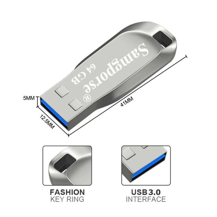 فلش مموری 64 گیگابایت سمگپرس مدل UDP Plus با رابط USB 3.0، بدنه آلیاژ فولاد و مقاومت در برابر شوک و لرزش