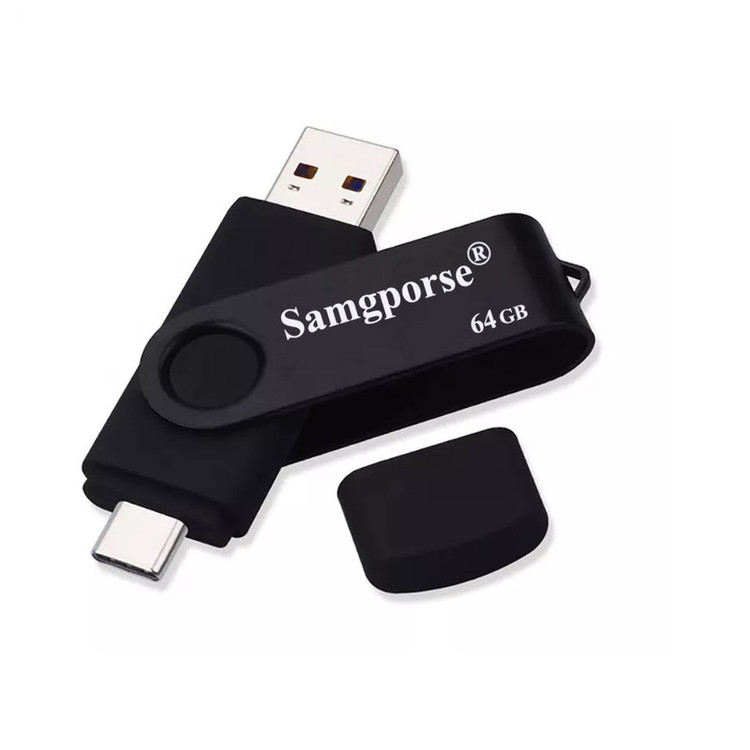 فلش مموری 64 گیگابایتی سمگپرس OTG با رابط USB Type-C و USB 2.0، مقاوم در برابر گرد و غبار، ضداثر انگشت و لک
