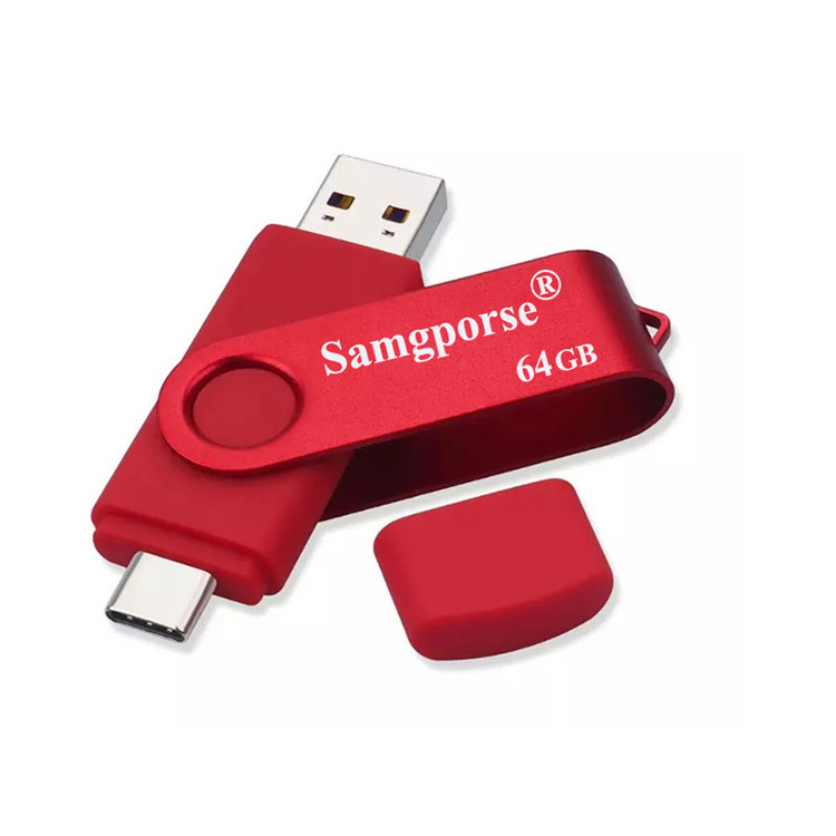فلش مموری 64 گیگابایتی سمگپرس OTG با رابط USB Type-C و USB 2.0، مقاوم در برابر گرد و غبار، ضداثر انگشت و لک