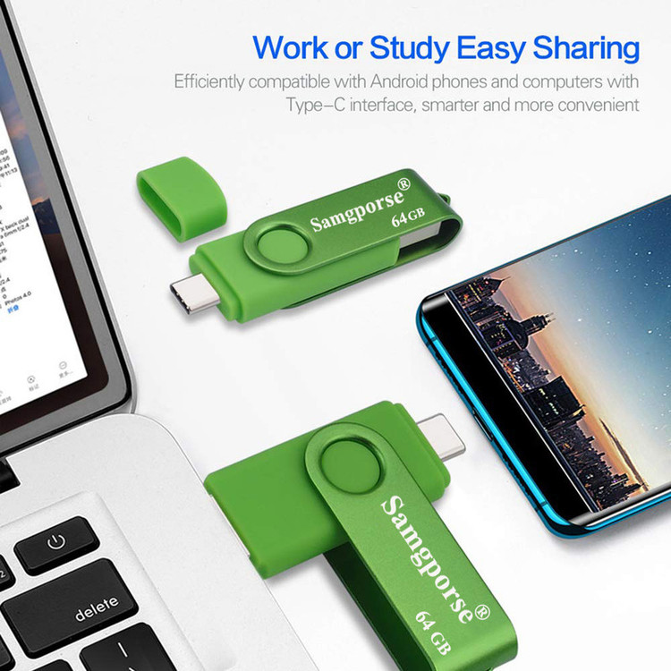 فلش مموری 64 گیگابایتی سمگپرس OTG با رابط USB Type-C و USB 2.0، مقاوم در برابر گرد و غبار، ضداثر انگشت و لک