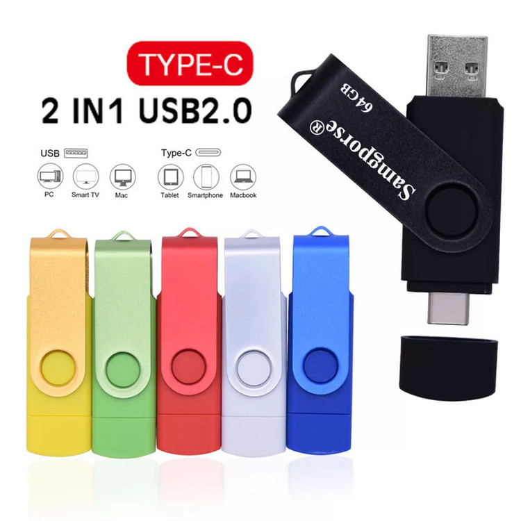فلش مموری 64 گیگابایتی سمگپرس OTG با رابط USB Type-C و USB 2.0، مقاوم در برابر گرد و غبار، ضداثر انگشت و لک