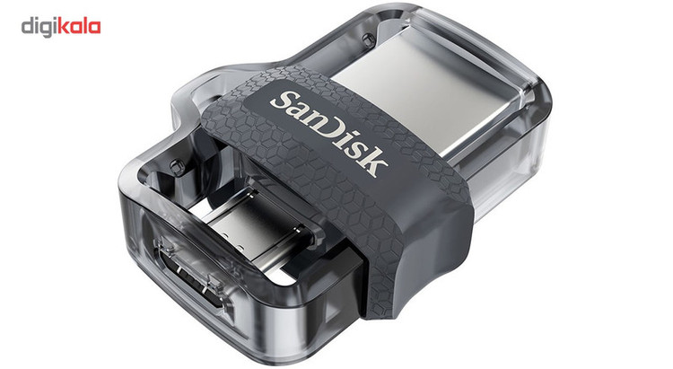 فلش مموری 32 گیگابایت سن دیسک مدل Ultra Dual Drive M3.0 با دو درگاه USB سهنقطهصفر و microUSB، سرعت خواندن تا 150 مگابایت بر ثانیه و اتصال مستقیم به دستگاههای دارای OTG