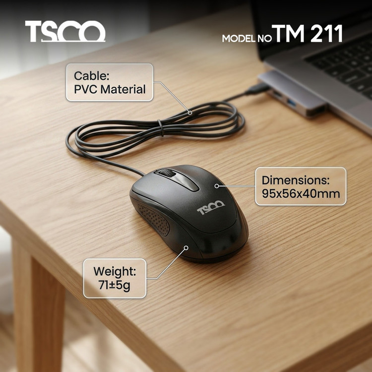 ماوس با سیم تسکو مدل TM 211