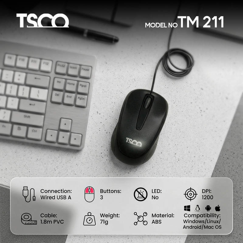 ماوس با سیم تسکو مدل TM 211