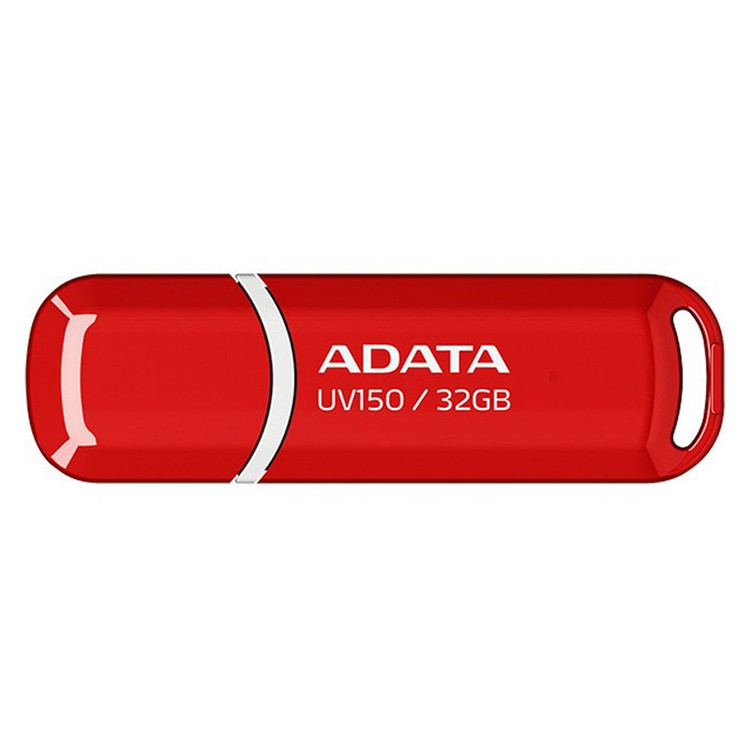 فلش مموری ای دیتا مدل UV150 ظرفیت 32 گیگابایت با رابط USB 3.2 Gen1، سرعت خواندن 90 مگابایت بر ثانیه، سرعت نوشتن 40 مگابایت بر ثانیه، طراحی درپوشدار و سازگار با ویندوز، مک و لینوکس