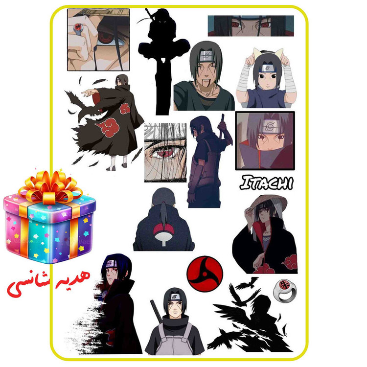 استیکر لپ تاپ مدل انیمه N Itachi کد 1020 مجموعه 17 عددی