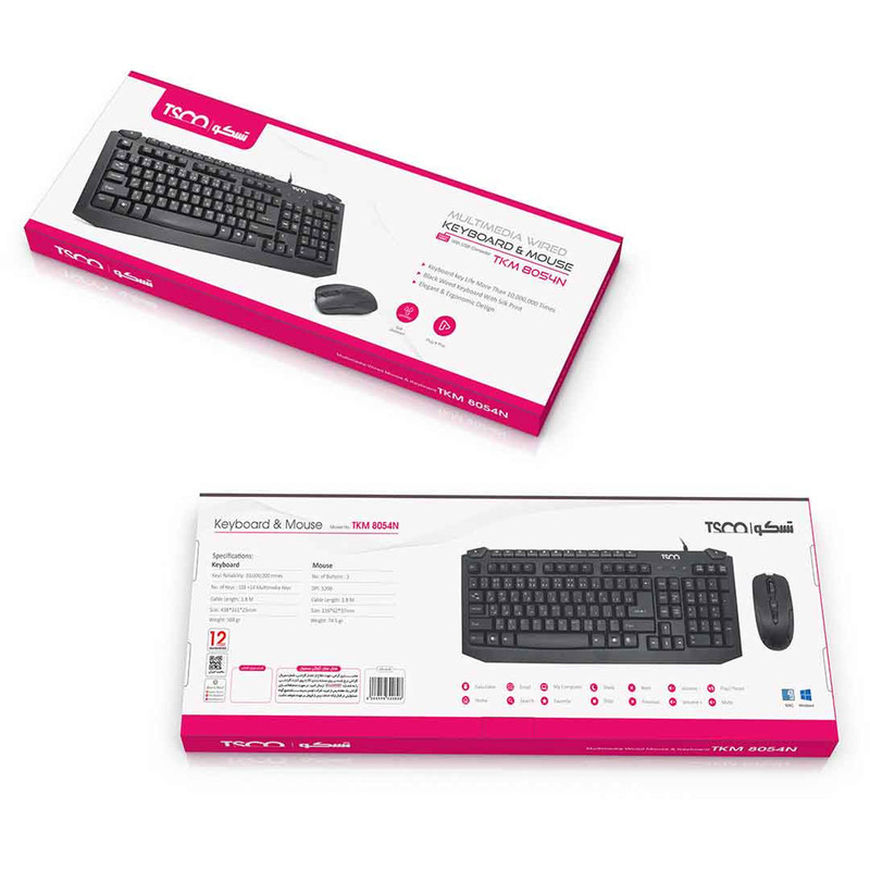 کیبورد و ماوس تسکو مدل TKM 8054N، سوییچ ممبران، Full-Size