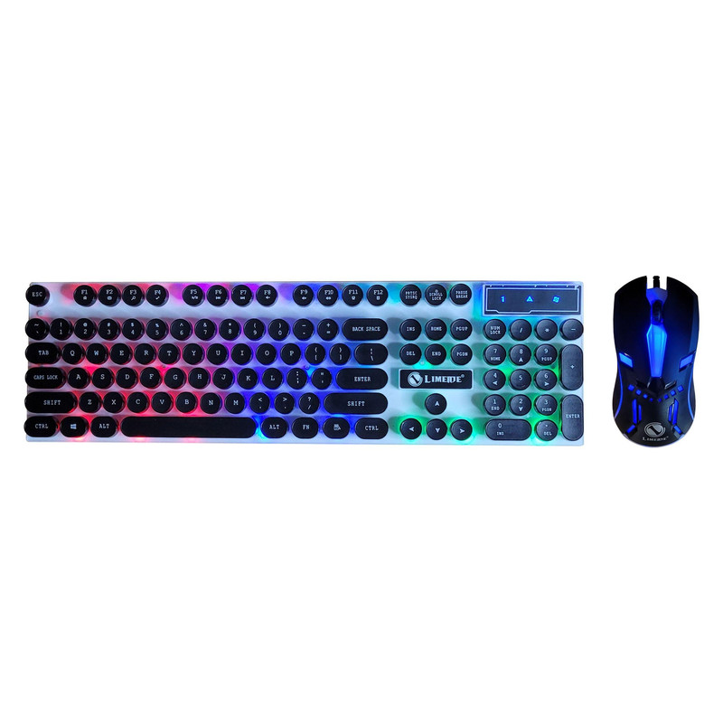 کیبورد و ماوس گیمینگ لایمید مدل GTX300NEW RGB سوئیچ ممبران، Full-Size، نور پردازی LED RGB