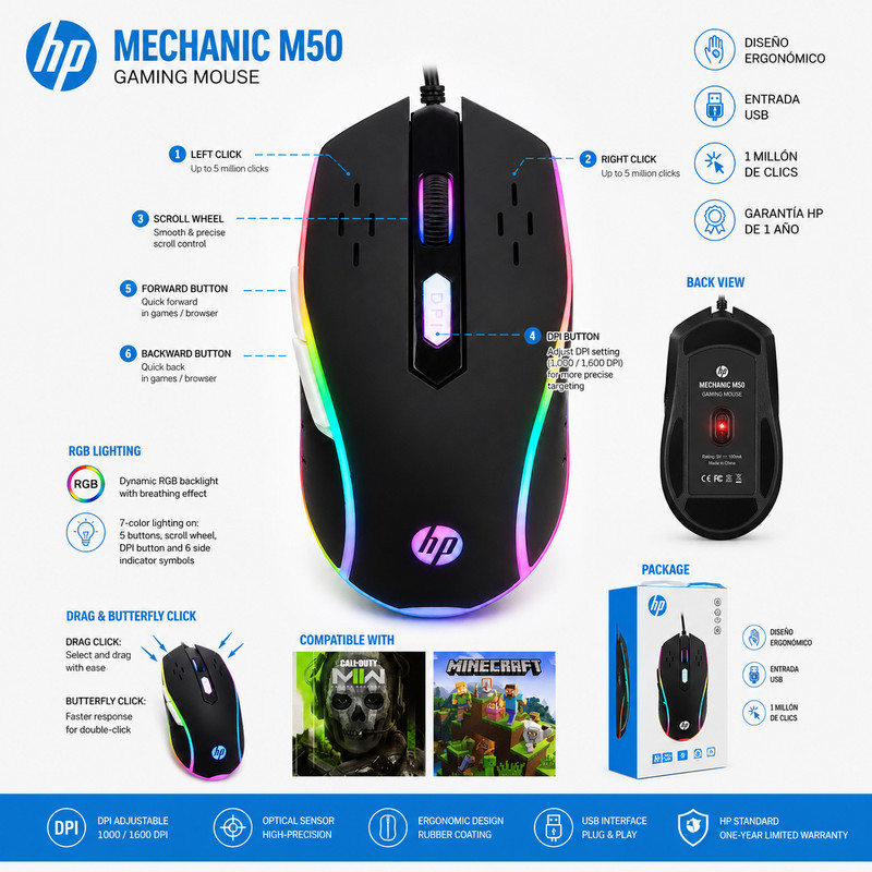 موس گیمینگ باسیم اچ پی مدل M50