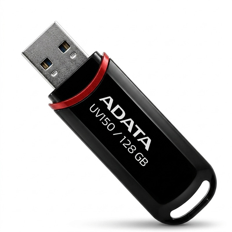 فلش مموری 128 گیگابایت ای دیتا مدل UV150 با رابط USB Type-A و استاندارد USB سه‌نقطه‌دو نسل 1، طراحی درپوش‌دار و سازگار با موبایل، تبلت، رایانه و تلویزیون