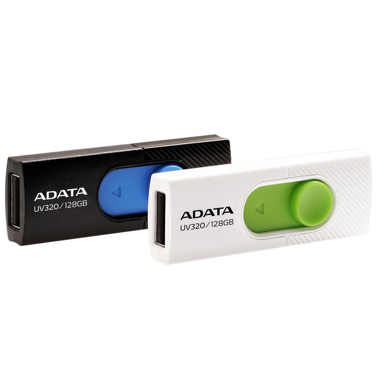 فلش مموری 128 گیگابایت ای دیتا مدل UV320 با رابط USB 3.2 Gen1 Type-A، طراحی کشویی بدون درپوش و سرعت خواندن تا 100 مگابایت بر ثانیه