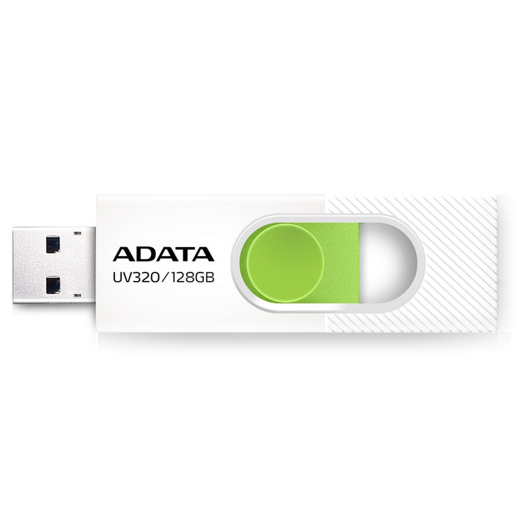 فلش مموری 128 گیگابایت ای دیتا مدل UV320 با رابط USB 3.2 Gen1 Type-A، طراحی کشویی بدون درپوش و سرعت خواندن تا 100 مگابایت بر ثانیه