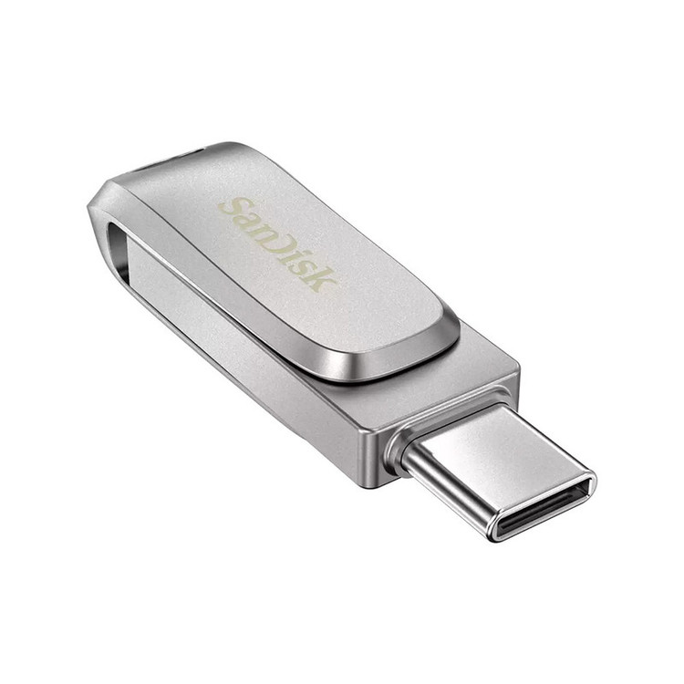 فلش مموری 32 گیگابایت سن دیسک مدل Ultra Dual Drive Luxe با رابطهای USB Type-A و USB Type-C، استاندارد USB 3.2 Gen1 و بدنه فلزی چرخشی