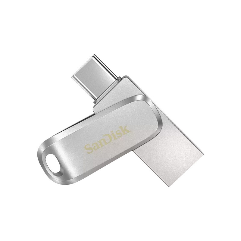 فلش مموری 32 گیگابایت سن دیسک مدل Ultra Dual Drive Luxe با رابطهای USB Type-A و USB Type-C، استاندارد USB 3.2 Gen1 و بدنه فلزی چرخشی