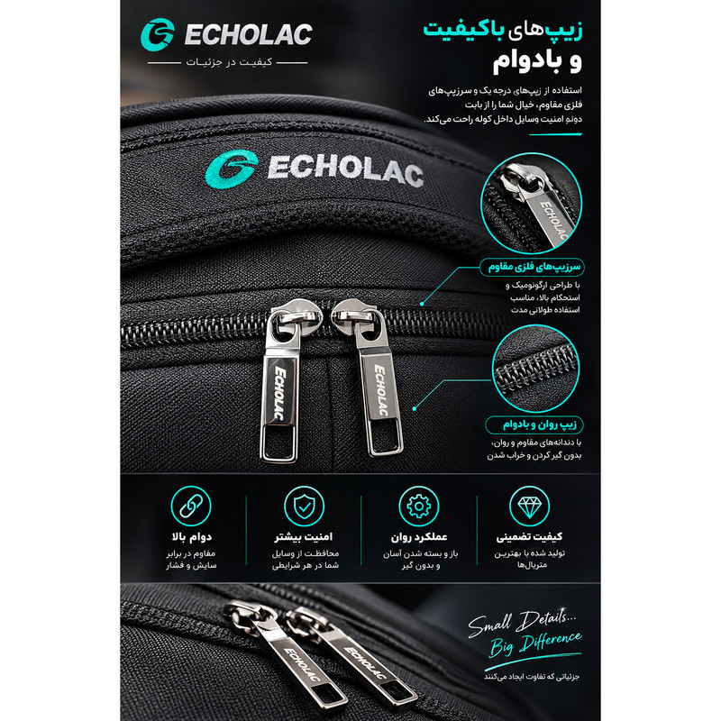 کوله پشتی لپ تاپ اکولاک مدل Evolux 92 مناسب برای لپتاپهای تا 17 اینچ