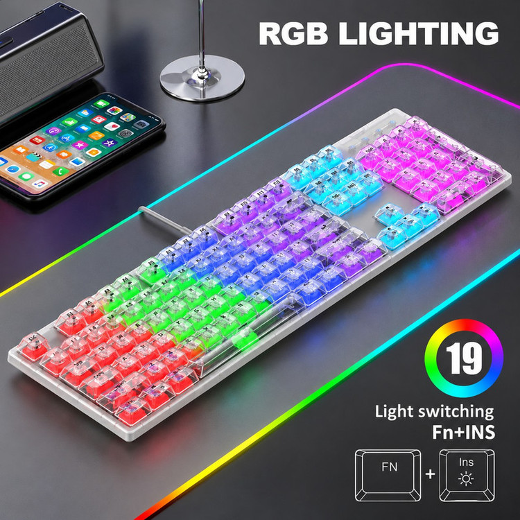 کیبورد مخصوص بازی رایکو مدل L1000 MECHANICAL CLEAR SWITCH