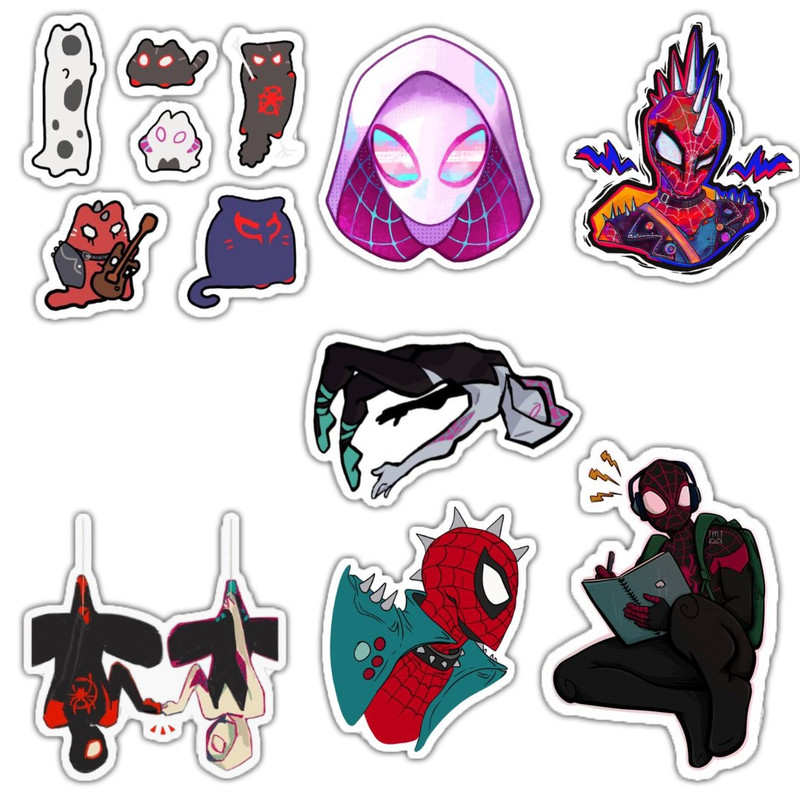 استیکر لپ تاپ و موبایل گوفی طرح مرد عنکبوتی مدل Spidy 1 مجموعه 12 عددی