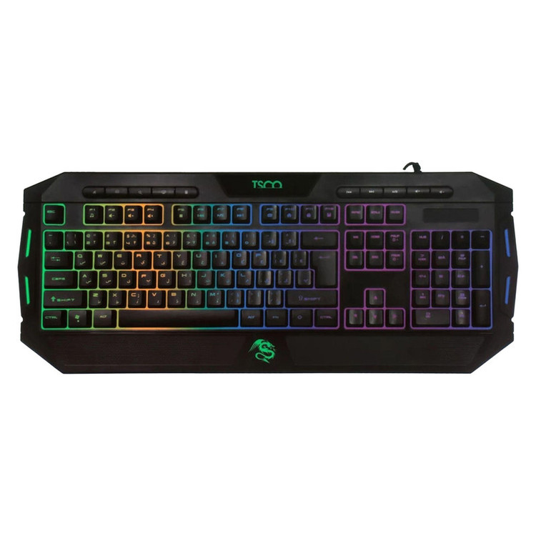 کیبورد گیمینگ تسکو مدل TK 8124، سوییچ ممبران، Full-Size، نورپردازی RGB LED
