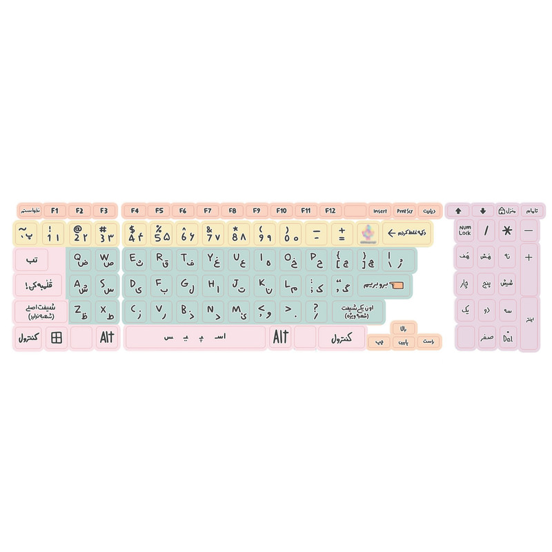 برچسب کیبورد حروف فارسی کد 052