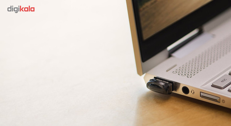 فلش مموری 64GB سن دیسک Ultra Fit با رابط USB 3.1، سرعت خواندن تا 130MB/s، اندازه بسیار کوچک و گیره اتصال بند آویز