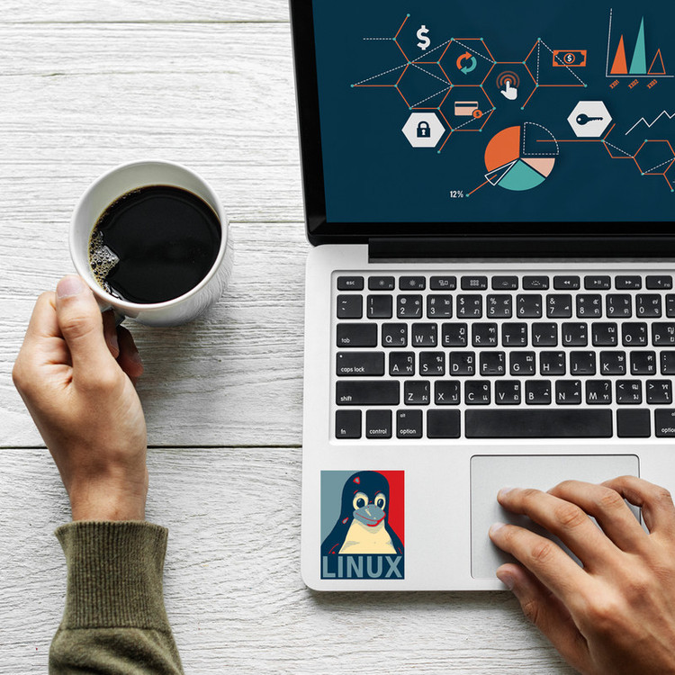استیکر لپ تاپ لولو طرح LINUX برنامه نویسی کد 679