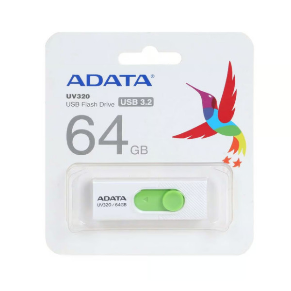 فلش مموری USB 3.2 ایدیتا مدل UV320 ظرفیت 64 گیگابایت با طراحی کشویی بدون درپوش و محل اتصال بند