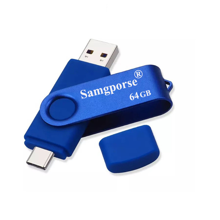 فلش مموری 64 گیگابایت سمگپرس مدل OTG USB Type C با قابلیت اتصال مستقیم به گوشیهای دارای درگاه Type C و درپوش محافظ درگاه