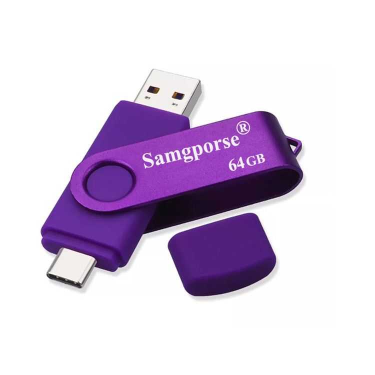 فلش مموری 64 گیگابایت سمگپرس مدل OTG USB Type C با قابلیت اتصال مستقیم به گوشیهای دارای درگاه Type C و درپوش محافظ درگاه
