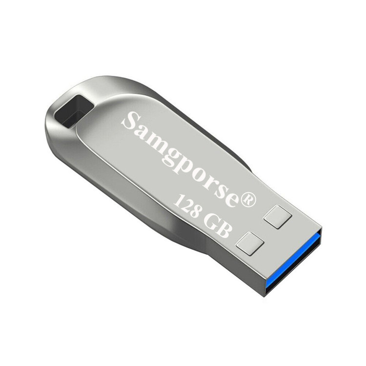 فلش مموری فلزی سمگپرس مدل HIGH SPEED ظرفیت 128 گیگابایت با رابط USB 2.0، سرعت خواندن 20 مگابایت بر ثانیه، طراحی بدون درپوش و شیار اتصال بند، سازگار با تمامی سیستمعاملها و دستگاههای موبایل، کامپیوتر، لپتاپ و تلویزیون