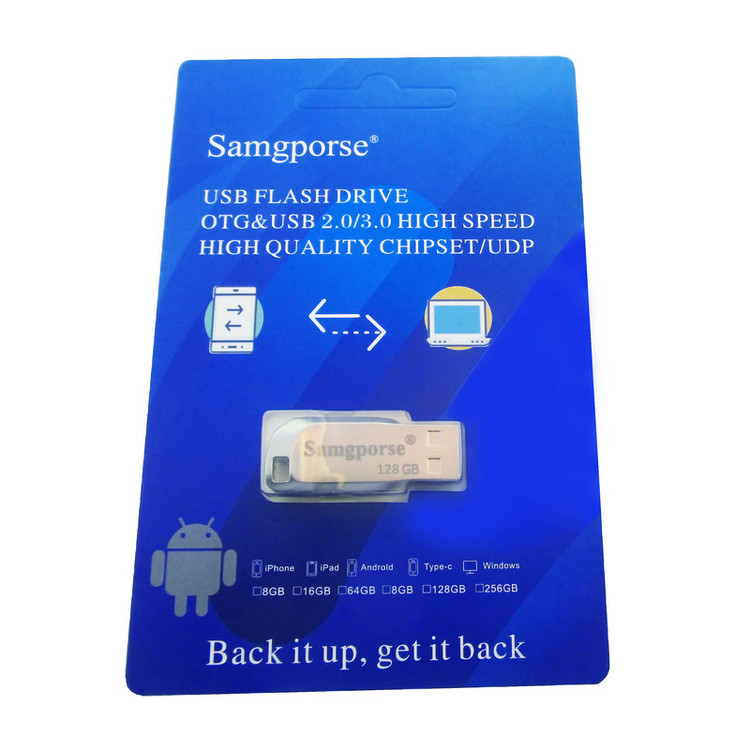 فلش مموری فلزی سمگپرس مدل HIGH SPEED ظرفیت 128 گیگابایت با رابط USB 2.0، سرعت خواندن 20 مگابایت بر ثانیه، طراحی بدون درپوش و شیار اتصال بند، سازگار با تمامی سیستمعاملها و دستگاههای موبایل، کامپیوتر، لپتاپ و تلویزیون