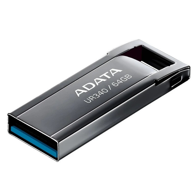 فلش مموری 64 گیگابایتی دیتا مدل UR340، با رابط USB Type-A و استاندارد USB 3.2 Gen2، بدنه فلزی