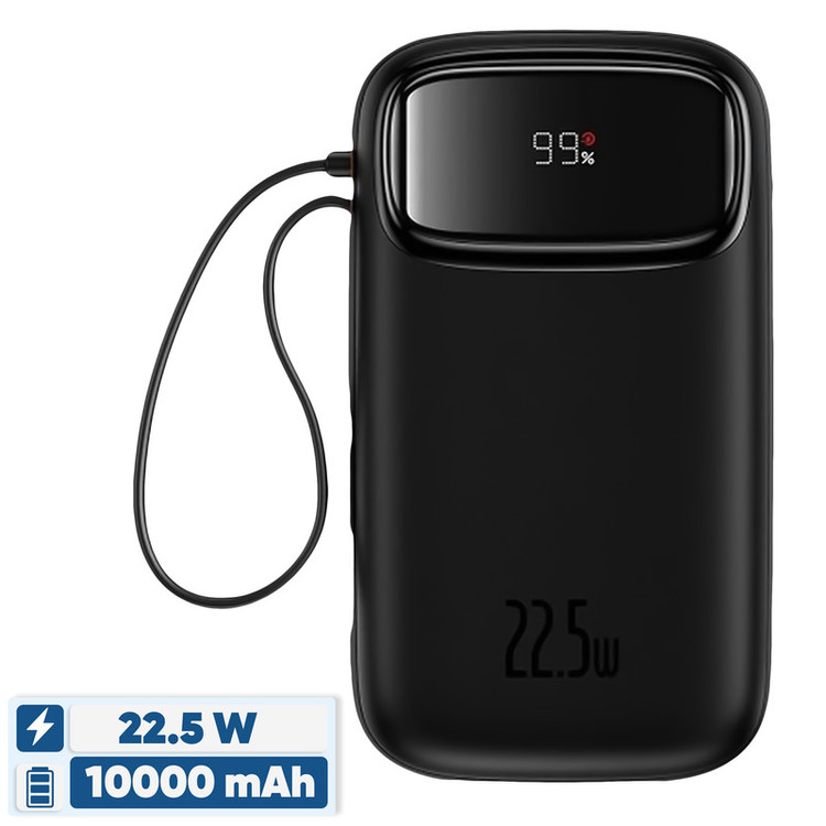 پاوربانک 22.5 وات بیسوس مدل 22.5W QPow2 Dual Cable ظرفیت 10000 میلی آمپر ساعت