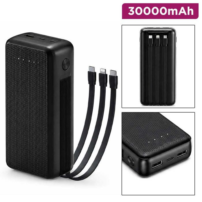 پاوربانک خورشیدی بی سیم 22.5وات وی لاو مدل V28 ظرفیت 30000میلی آمپر ساعت به هراه سه عدد کابل usb-c / لایتنینگ /MicroUSB