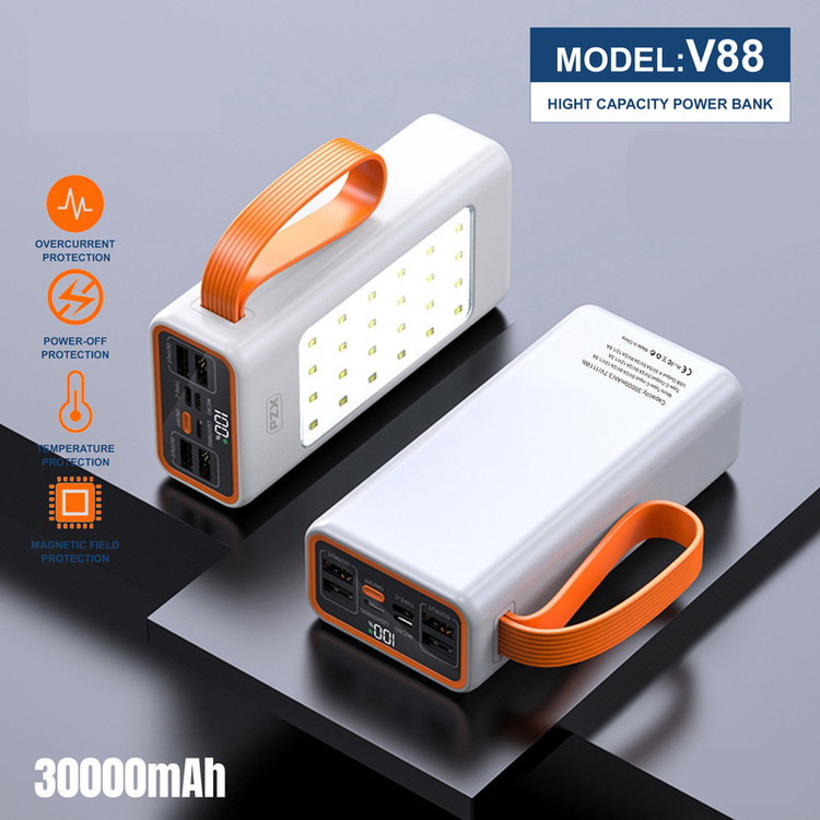 پاوربانک پی زد ایکس مدل V88 Fast Charge 22.5W ظرفیت 30000 میلی آمپر ساعت