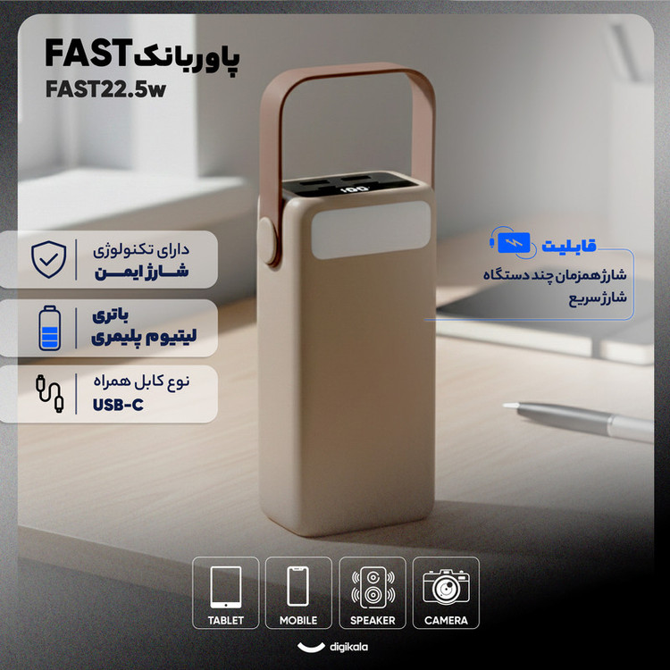پاوربانک 22.5 وات مدل 002 ظرفیت 40000 میلی آمپر ساعت