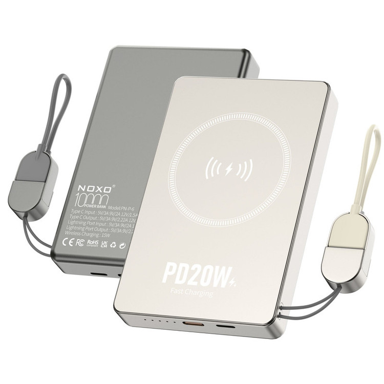 پاوربانک بی سیم 20 وات نوکسو مدل pn6 PD Wireless ظرفیت 10000 میلیآمپر ساعت