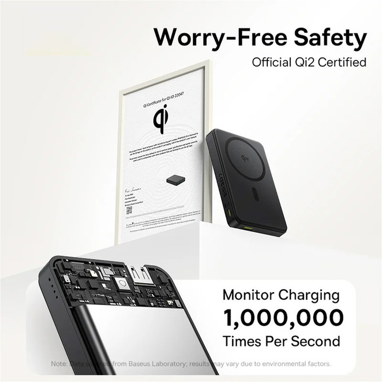 پاوربانک بیسیم 22.5 وات بیسوس مدل Airpow Ⅱ Qi2 Magnetic ظرفیت 10000 میلیآمپر ساعت