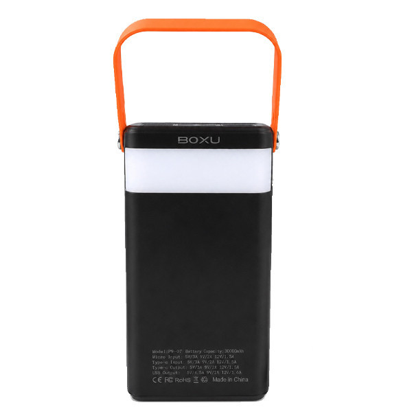پاوربانک خورشیدی 66 وات بوکسو مدل PB-07 ظرفیت 30000 میلیآمپر ساعت به همراه 2 عدد کابل USB-C و Lightning