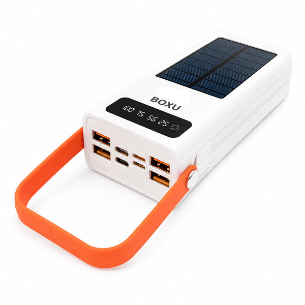 پاوربانک خورشیدی 66 وات بوکسو مدل PB-07 ظرفیت 30000 میلیآمپر ساعت به همراه 2 عدد کابل USB-C و Lightning