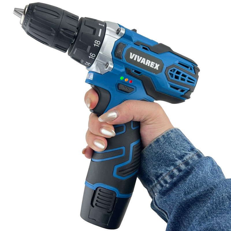 دریل پیچ گوشتی شارژی ویوارکس مدل VR12V-2A-BLUE مجموعه 28 عددی